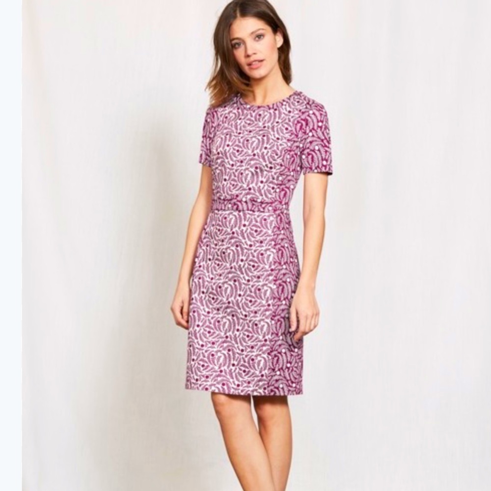 Boden Pink and White Patterned Dress